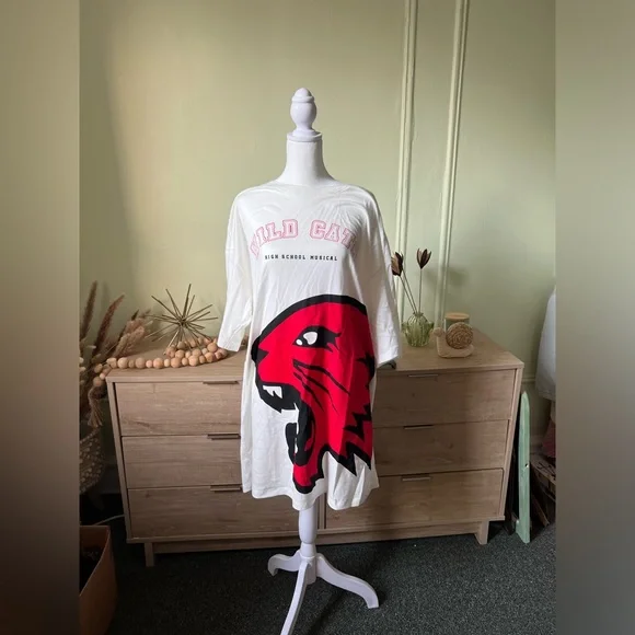 DISNEY Red Black High School Musical Bolton Jersey Midi Dress Graphic T-Shirt - Picture 5 of 14